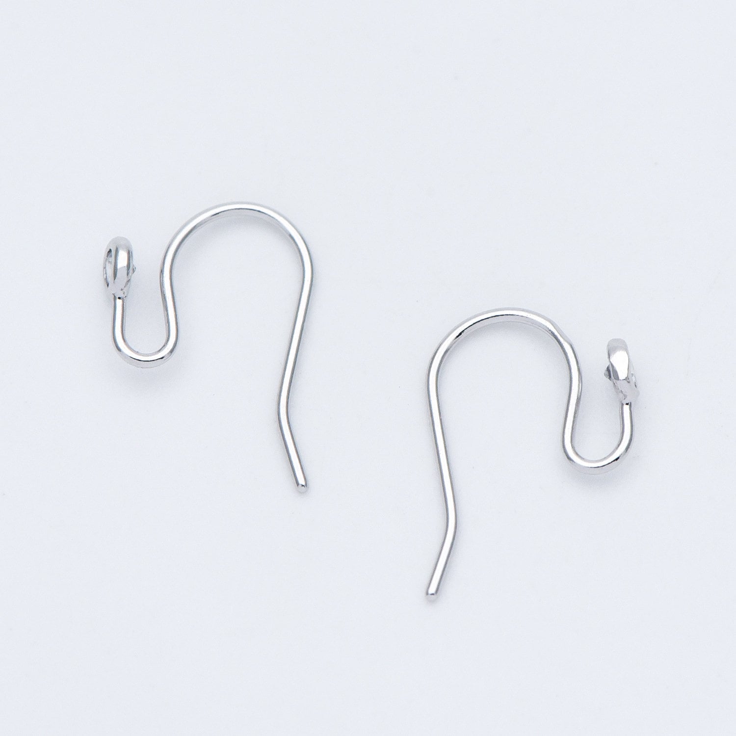 10pcs CZ Pave Gold/ Silver tone Earring Hooks, Real Gold/ Rhodium plated Brass, Simple Earwires with CZ End 15mm (GB-599)